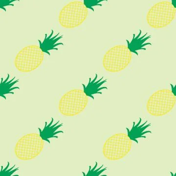 Seamless pineapple art illustration pattern. Stock Illustration