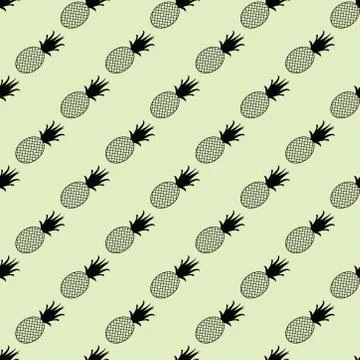 Seamless pineapple art vector pattern. Stock Illustration