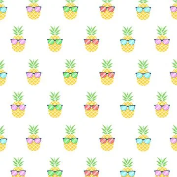 Seamless pineapple in glasses. Stock Illustration