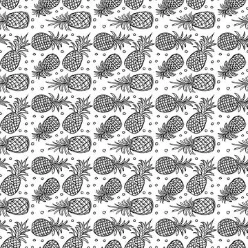 Seamless pineapple pattern. Doodle vector with ananas. Vintage pineapple pattern Illustrazione stock