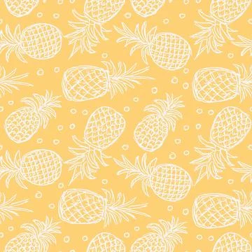 Seamless pineapple pattern. Doodle vector with ananas. Vintage pineapple pattern Illustrazione stock
