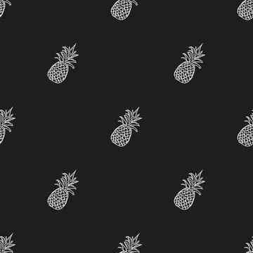 Seamless pineapple pattern. Doodle vector with ananas. Vintage pineapple pattern Illustrazione stock