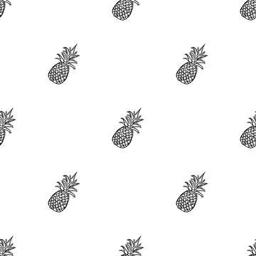 Seamless pineapple pattern. Doodle vector with ananas. Vintage pineapple pattern Stock-Illustration