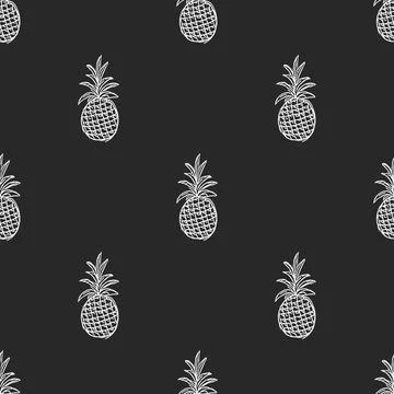 Seamless pineapple pattern. Doodle vector with ananas. Vintage pineapple pattern Illustrazione stock