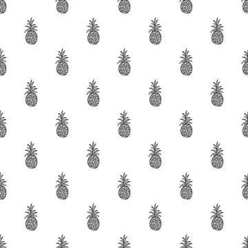 Seamless pineapple pattern. Doodle vector with ananas. Vintage pineapple pattern Stock-Illustration