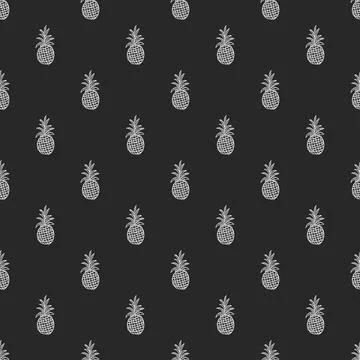 Seamless pineapple pattern. Doodle vector with ananas. Vintage pineapple pattern Illustrazione stock