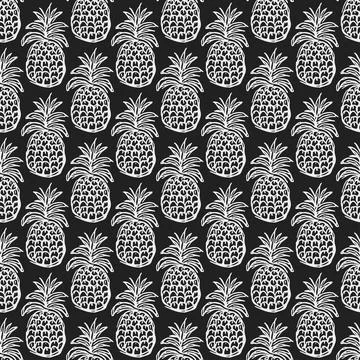 Seamless pineapple pattern. Doodle vector with ananas. Vintage pineapple pattern Illustrazione stock