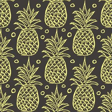 Seamless pineapple pattern. Doodle vector with ananas. Vintage pineapple pattern Stock-Illustration