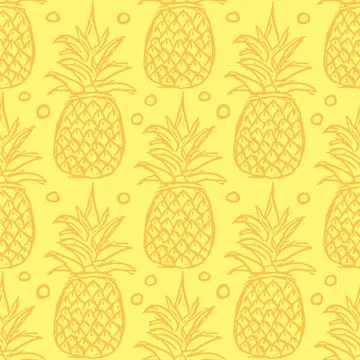 Seamless pineapple pattern. Doodle vector with ananas. Vintage pineapple pattern Illustrazione stock