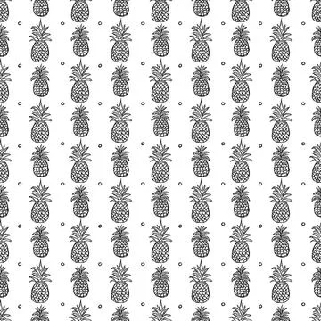 Seamless pineapple pattern. Doodle vector with ananas. Vintage pineapple pattern Illustrazione stock