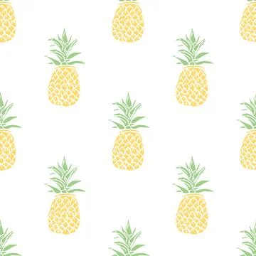 Seamless pineapple pattern. Doodle vector with ananas. Vintage pineapple pattern Illustrazione stock