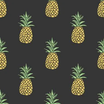 Seamless pineapple pattern. Doodle vector with ananas. Vintage pineapple pattern Illustrazione stock