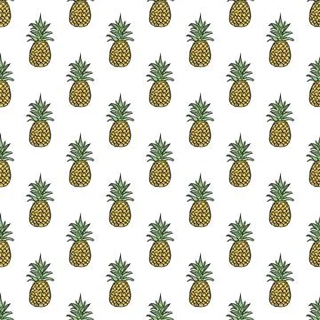 Seamless pineapple pattern. Doodle vector with ananas. Vintage pineapple pattern Illustrazione stock