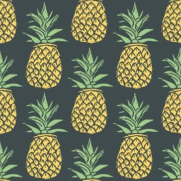 Seamless pineapple pattern. Doodle vector with ananas. Vintage pineapple pattern Illustrazione stock