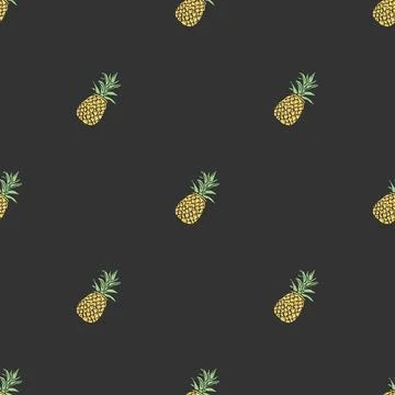 Seamless pineapple pattern. Doodle vector with ananas. Vintage pineapple pattern Illustrazione stock