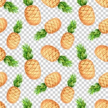 Seamless pineapple pattern. Hand-drawn watercolor illustration of tropical fruit Illustration