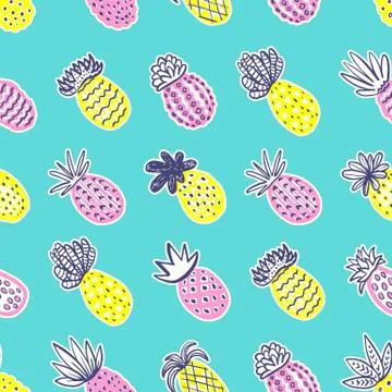 Seamless pineapple pattern. Stock Illustration