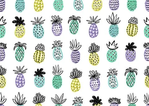 Seamless pineapple pattern Stock Illustration