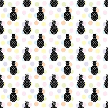 Seamless pineapple pattern. summer background Stock Illustration