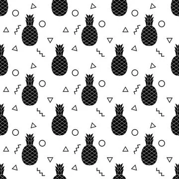 Seamless pineapple pattern. summer background Stock Illustration
