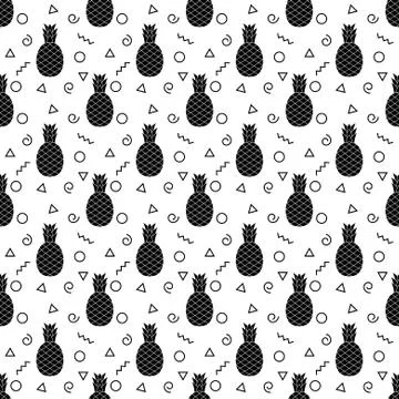 Seamless pineapple pattern. summer background Stock Illustration