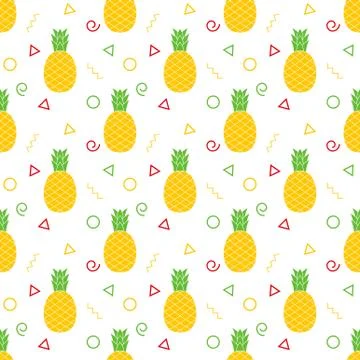 Seamless pineapple pattern. summer background Stock Illustration