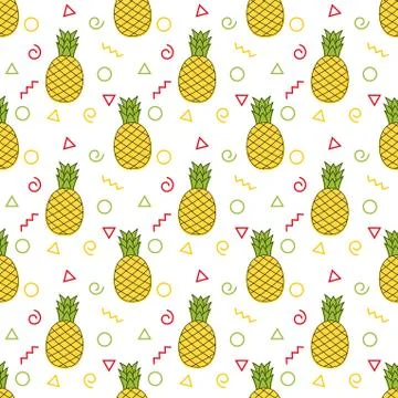 Seamless pineapple pattern. summer background Stock Illustration