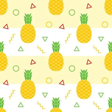 Seamless pineapple pattern. summer background Stock Illustration