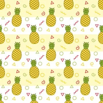 Seamless pineapple pattern. summer background Stock Illustration