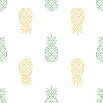 Seamless pineapple pattern. Summer sweet pineapples background. Stock Illustration