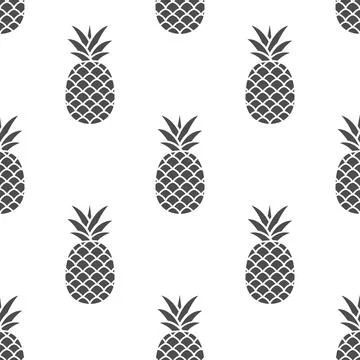Seamless pineapple pattern. Summer sweet pineapples background. Stock Illustration