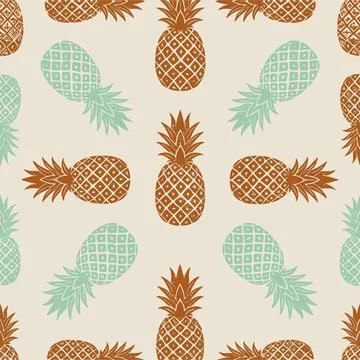 Seamless Pineapple Pattern with Vintage Style and Tropical Fruit Design. Stock Illustration