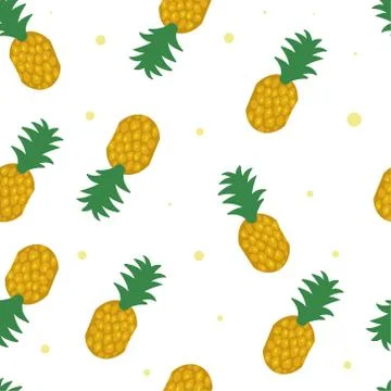 Seamless pineapple pattern on white background Stock Illustration