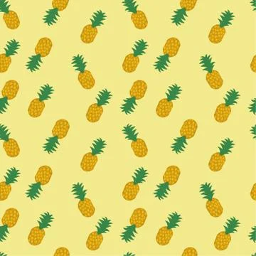 Seamless pineapple pattern on white background. Stock Illustration