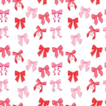 Seamless Pink and Red Bow Pattern Stock Illustration