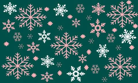 Seamless Pink and White Snowflake Pattern on Dark Teal Stock Illustration