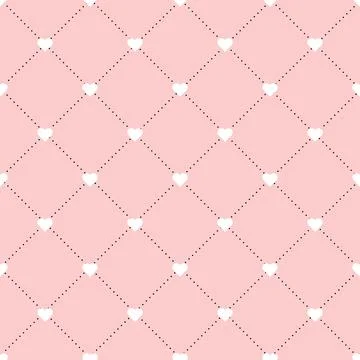 Seamless Pink Background With Hearts On Grid For Love Romantic Valentine Textile Illustrazione stock
