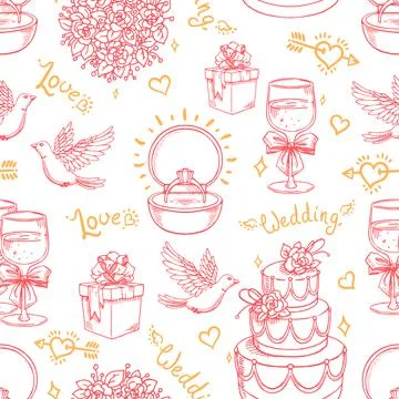 Seamless pink background for a wedding Stock-Illustration