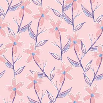 Seamless pink blossom pattern background, sweet greeting card Stock Illustration