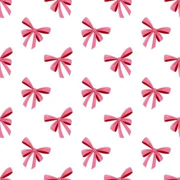 Seamless Pink Bow Pattern Cute Decorative Background for Gift Wrap, Textile Illustrazione stock