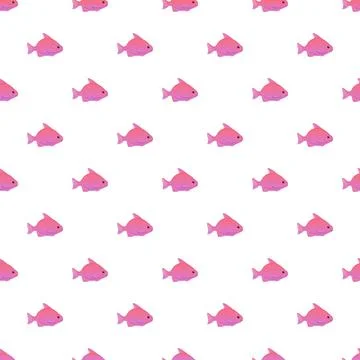Seamless pink cartoon fish pattern swimming underwater Stock Illustration