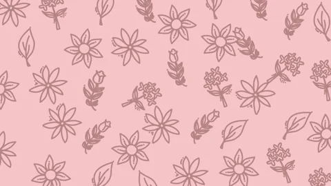 Seamless Pink Dahlia Floral Pattern Line Art Background Stock Footage 327680968