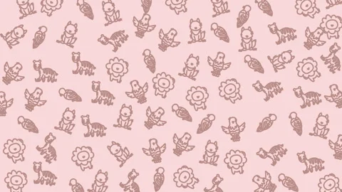 Seamless pink doodle pattern floral sun and leaves for stock video Vidéo 329848593