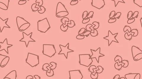 Seamless pink doodle shapes pattern with stars pentagons and clover icons Stock Footage 327967387