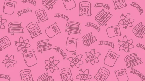 Seamless pink education pattern with doodle science and math icons Stock Footage 329139826