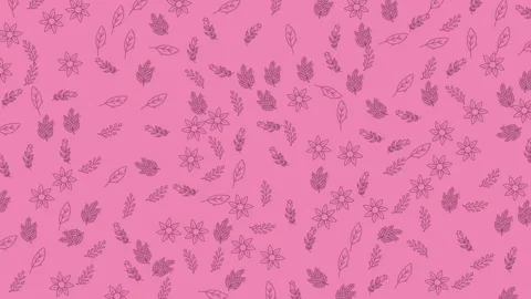 Seamless pink floral pattern background with delicate botanical sketches Stock-Footage 336830720