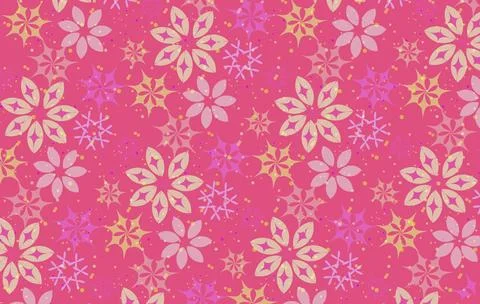 Seamless Pink Floral Pattern Background With Decorative Blossom Motifs And .. Illustrazione stock