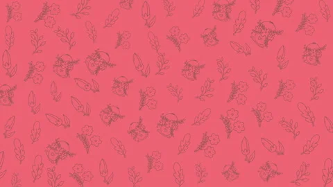 Seamless pink floral pattern with delicate black outlines perfect for fabri.. Stock Footage 331732480