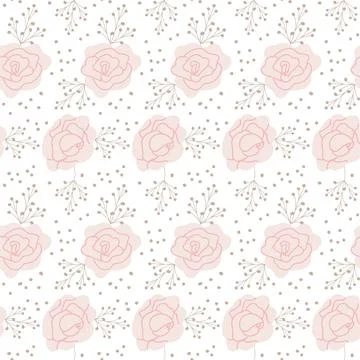Seamless pink floral pattern with delicate rose and leaf motifs イラスト素材