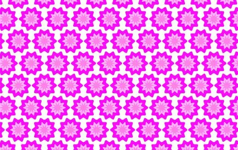 Seamless Pink Floral Star Pattern Background  Geometric Repeating Wallpaper.. Stock Illustration